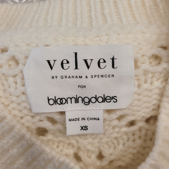 NWT VELVET by Graham & Spencer Bloomingdale's Wool Pointelle Sweater Ivo… - Picture 3 of 4